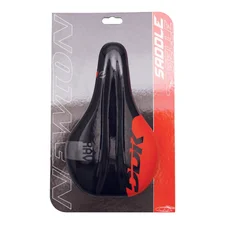 SADDLE- NEWTON FOR CHILDREN RAV BLACK / RED PATTERN 210x130mm -STEEL RAIL - BLACK-WITH ERGO HOLE