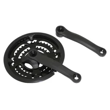 PEDALIER VTT P2R 7/8V. ACIER NOIR 170mm 48-38-28 AVEC PARE-CHAINE (BOITIER 122mm)