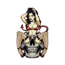 STICKER LETHAL THREAT MINI PIN UP DIABLE (60x80mm)