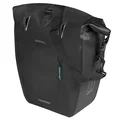 SACOCHE ARRIERE VELO LATERALE BASIL RIVO WATERPROOF 25-31L NOIR FIXATION MIK HOOKS SUR PORTE BAGAGE (43x14x28cm) AVEC POIGNEE ET BANDOUILLERE FERMETURE ENROULEMENT