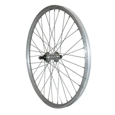 WHEEL FOR MTB- 24" REAR -ALUMINIUM- SILVER DOUBLE-WALLED-ALUMINIUM HUB - QUICK RELEASE FREEWHEEL 7/6 Speed
