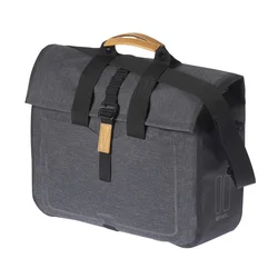 SINGLE BAG FOR BICYCLE -REAR- BASIL URBAN DRY BUSINESS -LEFT/RIGHT- WATERPROOF 20L GREY - HOOK ON SYTEM (38x15x37cm)