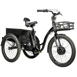 TRICYCLE ELECTRIQUE/VAE CITY LEADER FOX 24" LOVELO 2025 MIXTE NOIR BRILLANT 3V SHIMANO NEXUS MOTEUR ROUE AV BAFANG 36V 45Nm BATTERIE 16,7Ah (AVEC DIFFERENTIEL)