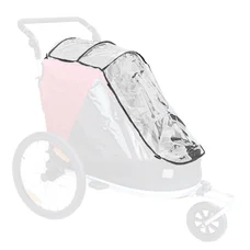 REMORQUE VELO ENFANT - POUSSETTE COUVERTE 2 PLACES EN ALU MAXI 36Kg COLORI ROUGE AVEC ROUES 20" -FIXATION AXE DE ROUE - LIVRE AVEC ROUE AVANT ET POIGNEE FREIN - PLIABLE SANS OUTIL - L0.80m x l0.70m