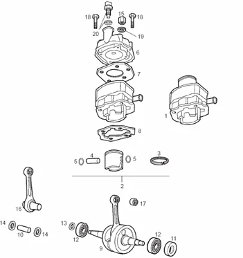 Arbre moteur - Cylindre - Piston
