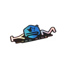 AUTOCOLLANT/STICKER KRM PRO RIDE 80x40 mm BLEU HOLOGRAPHIQUE (VENDU A L'UNITE)