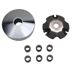 VARIATEUR SCOOT ADAPTABLE PEUGEOT 50 KISBEE 4T/KYMCO 50 AGILITY 4T/SYM 50 ORBIT 4T/BAOTIAN BT 49 QT 4T/SCOOT 50 CHINOIS 4T GY6 139QMB (SANS JOUE FIXE / CANON) (GALETS 16X13 EN 9G)  -P2R-