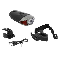 ECLAIRAGE VELO USB AVANT SUR CINTRE 300 LUMENS NOIR/GRIS 3 FONCTIONS 100% / 50% FIXATION CINTRE OU CASQUE