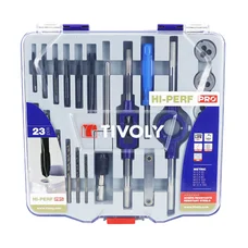 TIVOLY TOOL SET : ROUND DIES+THREAD TAPS+HSS DRILL BITS+DIE STOCK Ø 25,4+ACCESORIES (IN BOX)