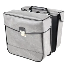 SACOCHE ARRIERE VELO LATERALE SPORFABRIC S114 STUC FIXATION CROCHET - EFFET CUIR GRIS (Lg33xL11xH28) (PAIRE)