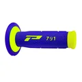 REVETEMENT POIGNEE PROGRIP MOTO OFF ROAD 791 DOUBLE DENSITE BASE FLUO JAUNE FLUO/BLEU CLOSED END 115mm (CROSS/MX) (PAIRE)