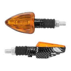 CLIGNOTANT UNIVERSEL REPLAY TRIANGLE A AMPOULE BA9S ORANGE/CARBONE BRILLANT BASE COURTE (L 78mm / H 37mm / L 27mm) (HOMOLOGUE CE) (PAIRE)