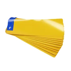 PLASTIC STRIP FOR TOP'PLAQ LICENSE PLATE (YELLOW-MOTORBIKE FORMAT 275X90)CUSTOMISED+EUROPE - (SET OF 10)
