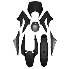 FAIRINGS/BODY PARTS FOR 50cc MOTORBIKE   DERBI 50 SENDA DRD 2011> BLACK GLOSS  (8 PARTS KIT) SELECTION P2R-