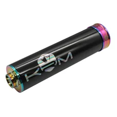 SILENCIEUX 50 A BOITE KRM PRO RIDE ALU NOIR/NEO-CHROME/HOLOGRAPHIQUE (MONTAGE UNIVERSEL PASSAGE A DROITE)
