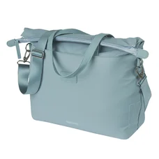 SACOCHE ARRIERE VELO LATERALE SAC ORDINATEUR PORTABLE BASIL MANHATTAN WATERPROOF BEIGE DROIT/GAUCHE 12L FIXATION HOOK ON (12x38x30cm) FERMETURE PLIANT ANTI-PLUIE