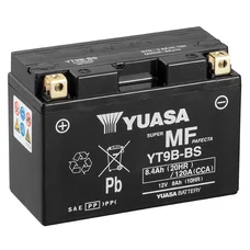 BATTERY 12V  8 Ah YT9B-BS YUASA MF HIGH PERFORMANCE SUPPLIED WITH ACID PACK (Lg150xWd70xH105)