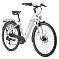 VELO ELECTRIQUE/VAE CITY 28 LEADER FOX INDUKTORA MIXTE BLANC 7V MOTEUR ROUE AR BAFANG 36V 45Nm BATTERIE 15Ah (20'' - H52cm - TAILLE L - POUR ADULTE DE 178cm à 185cm)