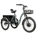 TRICYCLE ELECTRIQUE/VAE CITY LEADER FOX 24" CURTIS 2025 MIXTE GRIS MAT 8V SHIMANO NEXUS MOTEUR ROUE AV BAFANG 36V 45Nm BATTERIE 16,7Ah (LARGEUR HORS TOUT 75cm)