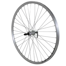 WHEEL FOR TREKKING BIKE- 700X35 REAR ER10 -ALUMINIUM DOUBLE-WALLED- ALUMINIUM HUB - SILVER -QUICK RELEASE- FREEWHEEL 7/6 Speed