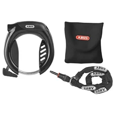 ANTIVOL VELO FER A CHEVAL ABUS PRO TECTIC 4960 LH NOIR + CHAINE ANTIVOL DE CADRE + SAC AVEC SERRURE INTEGREE - SECURITE NIVEAU 7/15 -