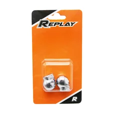 BOUCHON DE VALVE SCOOT/CYCLO REPLAY VS TETE DE MORT CHROME YEUX BLEU  (PAIRE)