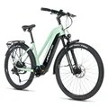 VELO ELECTRIQUE/VAE VTC 28 LEADER FOX BARNET 2025 FEMME VERT D'EAU 9V MOTEUR CENTRAL BAFANG M510 36V 95Nm BATTERIE 20Ah (18'' - H46cm - TAILLE M - POUR ADULTE DE 168cm à 178cm)