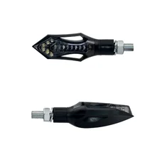 CLIGNOTANT MOTO TAAC FR12 14 LEDS FUME/NOIR AVEC FONCTION FEU DE POSITION AVANT (M8 / LONG 74mm / H 26mm) (PAIRE) QUALITE PREMIUM  -HOMOLOGUE ECE-