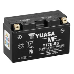 BATTERY 12V  6,5 Ah YT7B-BS YUASA MF MAINTENANCE FREE-SUPPLIED WITH ACID PACK (Lg150xWd65xH93)