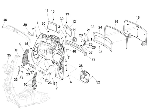 Coffre avant - Contre-tablier