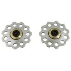 DERAILLEUR PULLEY- P2R  9/10 SPEED -ALUMINIUM-SILVER-ON BEARINGS 10 teeth (SET OF 2)