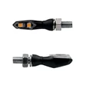 CLIGNOTANT MOTO TAAC FR19 2 LEDS TRANSPARENT/NOIR (M8 / LONG 44mm / H 11mm) (PAIRE) QUALITE PREMIUM  -HOMOLOGUE ECE-