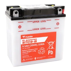 BATTERIE 12V 4 Ah STC4L-B YUASA SCOOTER CONVENTIONNELLE AVEC ENTRETIEN (Lg121xL70xH92mm) (EQUIVALENT YB9L-B  - CCA 45)