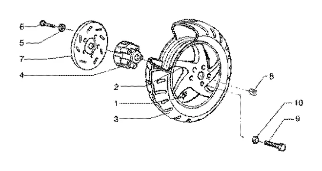 Roue ar.(vehicules avec frein a disque ar.)