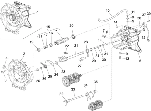 Boite de vitesses / selecteur / desmodromique