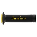 REVETEMENT POIGNEE DOMINO MOTO ON ROAD A010 NOIR/JAUNE OPEN END 120-125mm (PAIRE)