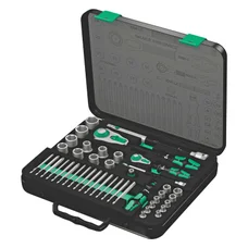 CLIQUET WERA  8100 ZYKLOP SPEED 1/4, 1/2 METRIQUE AVEC DOUILLES ET EMBOUTS NOIR/VERT (SET 43 PIECES)  -MARQUE ALLEMANDE POUR LES ATELIERS-
