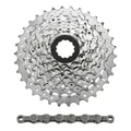 CASSETTE  ET CHAINE (PACK) 9V. SUNRACE M96 11-34 VTT POUR SHIMANO NICKEL (LIVRE EN BOITE) (11-12-14-16-18-21-24-28-34)
