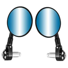 RETROVISEUR MOTO AVOC EMBOUT DE GUIDON ROND ANTI EBLOUISSEMENT ALU NOIR DIAM 13 Et 17 mm (PAIRE)