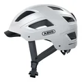 CASQUE VELO ADULTE ABUS URBAIN  HYBAN 2.0 BLANC POLAIRE ECLAIRAGE INTEGRE TAILLE  M (52-58cm) REGLAGE MOLETTE