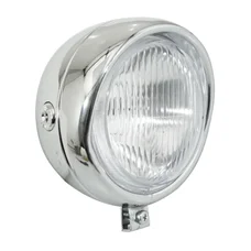 PHARE/PROJECTEUR CYCLO ADAPTABLE PEUGEOT/MBK ROND DIAM 135mm CHROME AVEC CASQUETTE CHROMEE (BA20d)  -SELECTION P2R-