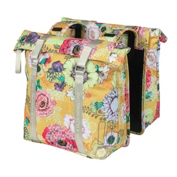 SACOCHE ARRIERE VELO DOUBLE BASIL BLOOM FIELD 28-35L JAUNE HONEY FIXATION CROCHET/RESSORT (30x15x33cm)