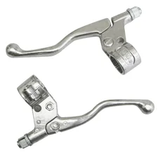 BRAKE LEVER FOR MOPED REPLAY -  LUSITO TYPE- SHORT POLISHED ALUMINIUM (PAIR)