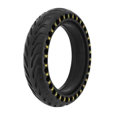 PNEU TROTTINETTE PLEIN FLECHE ALVEOLE  8.5 X 2.00 NOIR ET JAUNE FLUO - LARGEUR INTERIEUR 34 mm