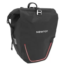 SACOCHE ARRIERE VELO LATERALE NEWTON A LED ROUGE 22L NOIR POCHETTE ZIP INTERIEURE AMOVIBLE (VENDU A L'UNITE) - FIXATION CROCHETS SUR PORTE BAGAGE (INCLUS CABLE USB-C)