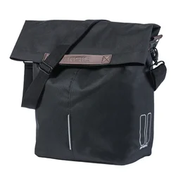 SHOULDER BAG FOR BICYCLE (or rear single bag) - BASIL CITY SHOPPER BLACK- LEFT/RIGHT 14/16Lt  - HOOKS ON CARRIER - WATERPROOF FOLDING CLOSING