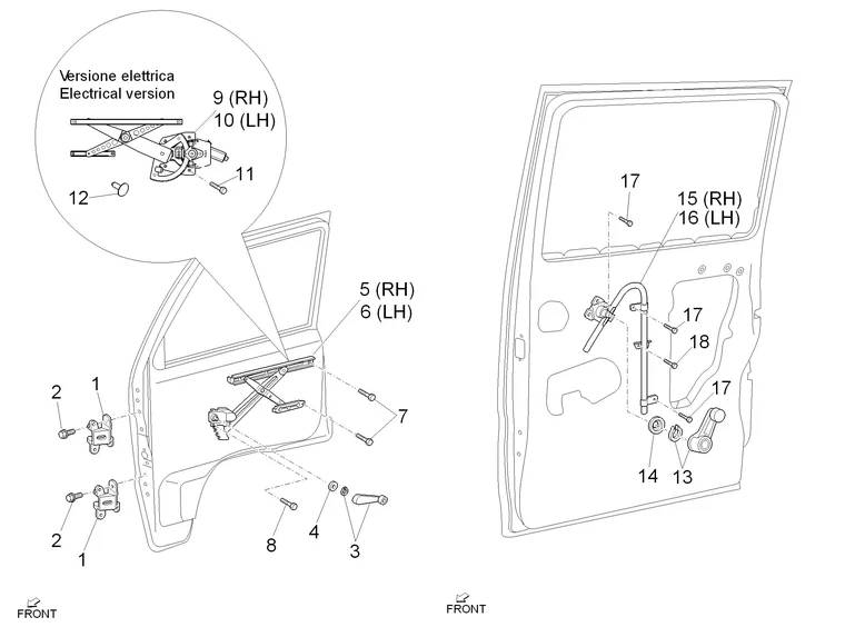 Lève-vitre avant et arrière 