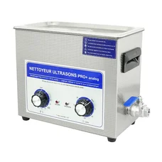 NETTOYEUR/BAC ULTRASONS PROFESSIONNEL ANALOGIQUE  6L 180 WATTS AVEC VANNE DE VIDANGE (300x150x150mm) (QUALITE PREMIUM)