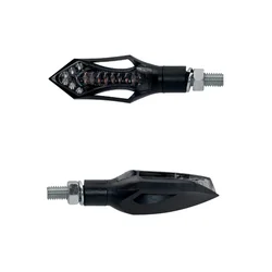 CLIGNOTANT MOTO TAAC FR14 14 LEDS FUME/NOIR (M8 / LONG 74mm / H 26mm) (PAIRE) QUALITE PREMIUM  -HOMOLOGUE ECE-