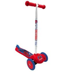 TROTTINETTE ENFANT DISNEY 3 ROUES SPIDERMAN ROUGE PLIABLE ET REGLABLE AVEC FREIN ROUE ARRIERE